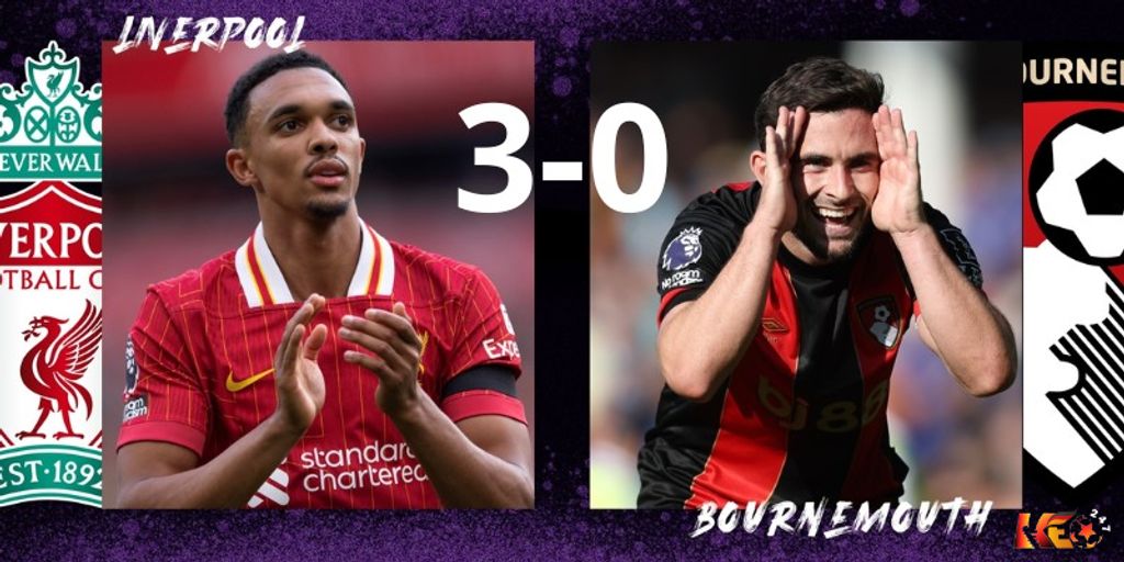 Liverpool thắng Bournemouth 3-0 tại vòng 5 Premier League 24-25 | Keolive247